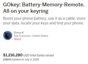 GOkey's Indiegogo crowdfunding campaign raised 1.2 Million dollars, over 25 times their target of 40 thousand dollars US.