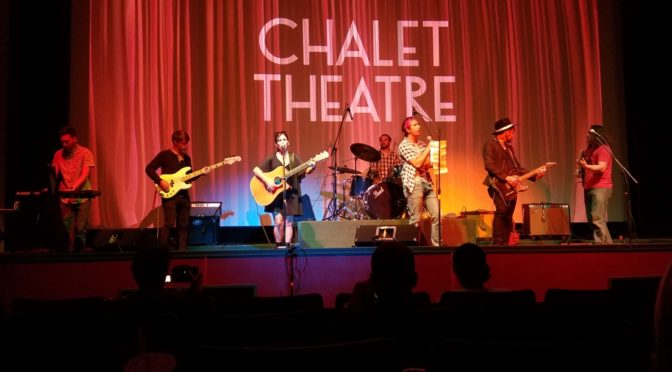 Amy Jo Johnson playing on stage with "The Forgotten 45s" at the Chalet Theater in Enumclaw Washinton near Seattle